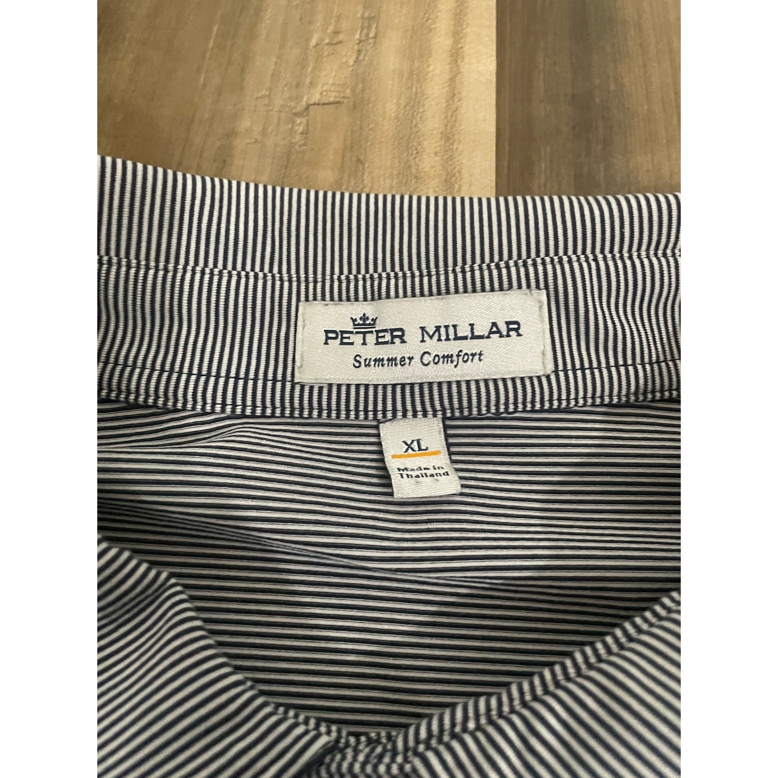 Peter Millar Polo Shirt Men's Size Large Blue Strip Performance Summer Comfort — image 3 of 7